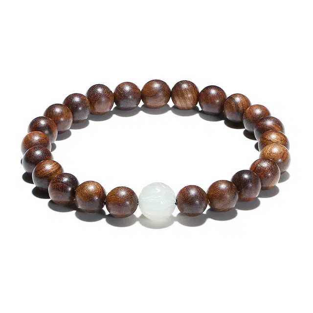 【普陀山官方已过香】  普陀山文创 时来运转复古高雅精致纹理莲花好运相伴福泽深厚木韵天香文玩念珠#好运 花梨木 木作手串  男女同款情侣款