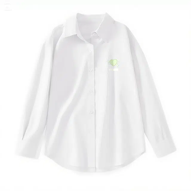 棉致 爱心纯色简约高级感正装休闲通勤内搭宽松落肩丝滑柔软长袖衬衫 男女同款