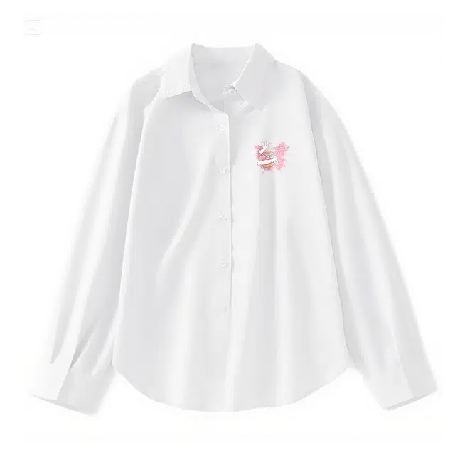 棉致 小兔蝴蝶纯色简约高级感正装休闲通勤内搭宽松落肩丝滑柔软长袖衬衫 女款