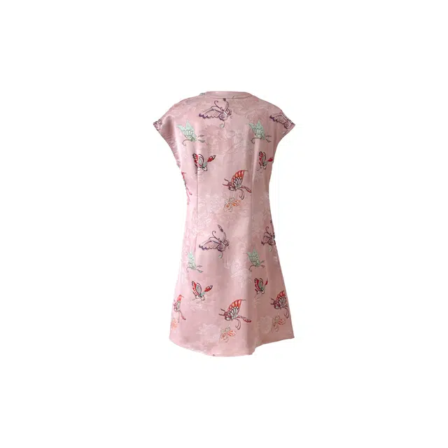 敲模女孩 新中式温婉大方时尚气质国风古典短袖连衣裙 女款