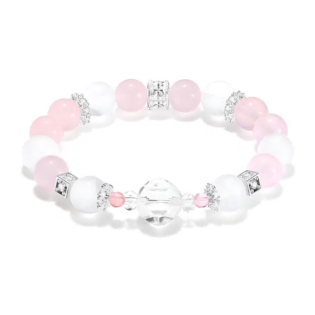 【普陀山官方已过香】 普陀山文创 一见倾心月老祝福国风桃花朵朵浪漫姻缘转运纳福净化磁场#好运 粉水晶 手串 男女同款情侣款