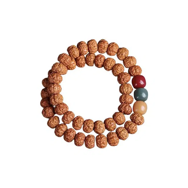 【暴富发财】 郁馨 双圈叠戴简约佛珠 红绿灯三色珠招财转运饱满爆肉树王小众创意 #好运 金刚菩提 手串 男女同款情侣款