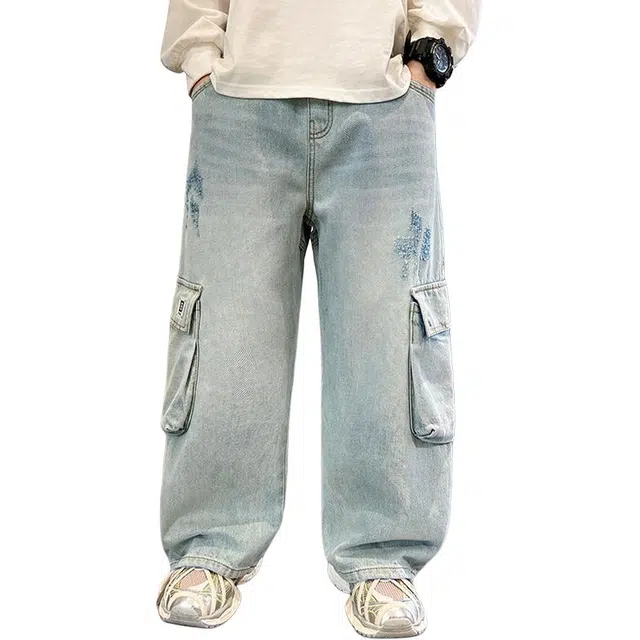 泰迪珍藏牛仔裤 直筒阔腿韩版长裤 青少年