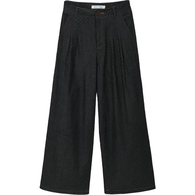 谜秀 复古深蓝夏季通勤长裤牛仔裤 女款