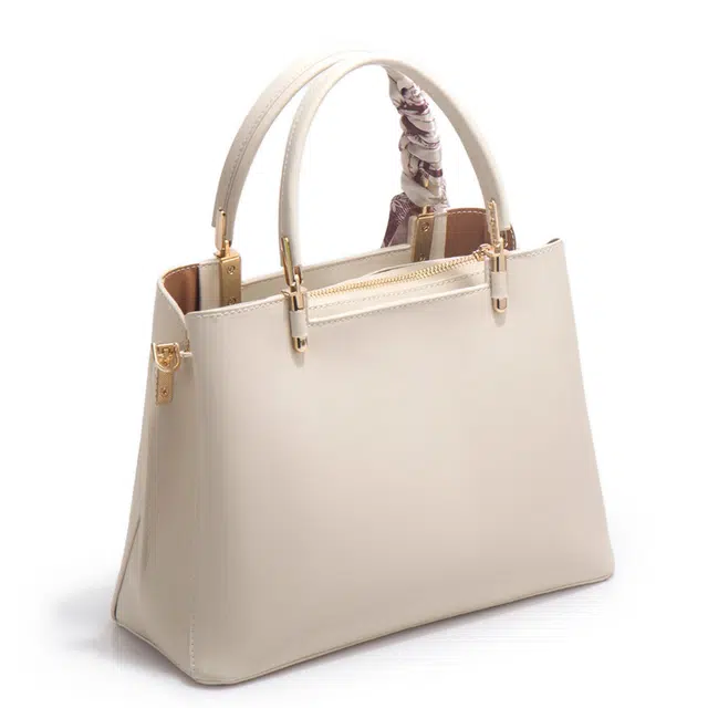 老人头 国风新中式刺绣优雅高级通勤 合成革 单肩斜挎手提包 常规 女款 百合米白