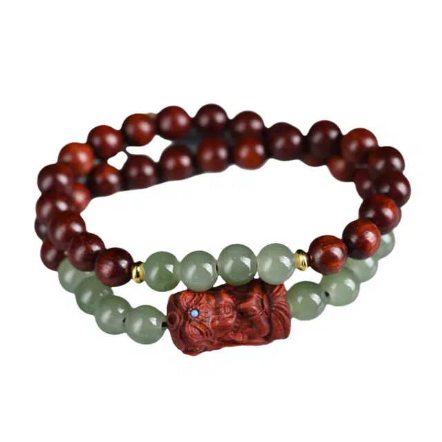 舞依翡 新中式民族风复古招财双圈 血檀 手串 男女同款情侣款