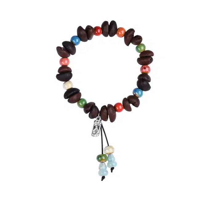 灵晔 【咖啡豆】国潮新中式复古文艺多巴胺风格高级轻奢文玩盘玩佛珠吉祥如意招财平安喜乐#好运 菩提子/菩提籽 手串 男女同款情侣款