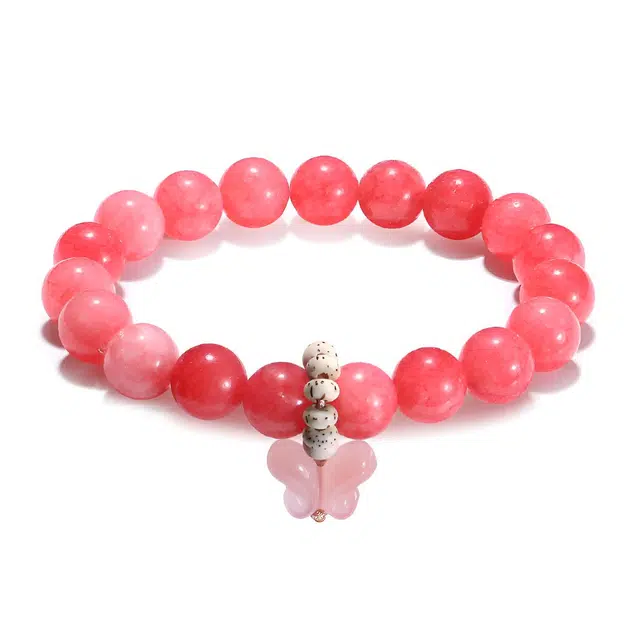 【普陀山官方已过香】 普陀山文创 显白东方美学蝶舞翩翩时来运转福气满满玛瑙蝴蝶天赐良缘桃红手饰#好运 玉髓 手串 男女同款情侣款