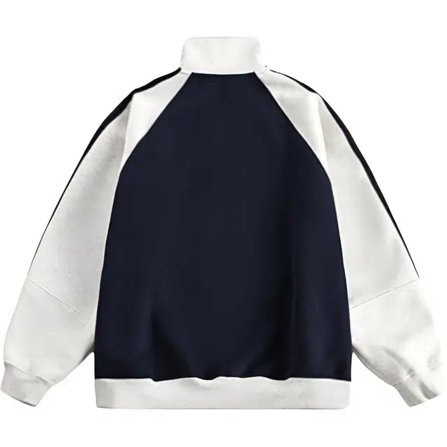 沐诚阳译  美式高级条纹高街潮牌刺绣复古学院风春秋外套棒球服 男款