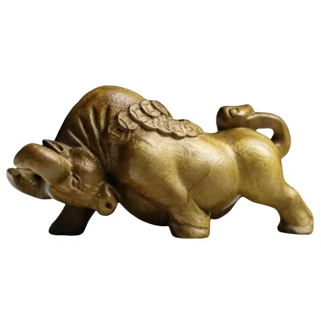 仙作美 假一赔万（牛气冲天）小叶桢楠金丝楠枯木老料雕刻手把件文玩 楠木 摆件 男女同款情侣款