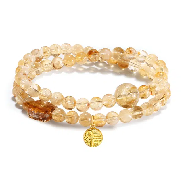 【普陀山官方已过香】 普陀山文创 八方来财 金玉满堂 平安喜乐 瑞气承祥处理 黄水晶 手串 男女同款情侣款