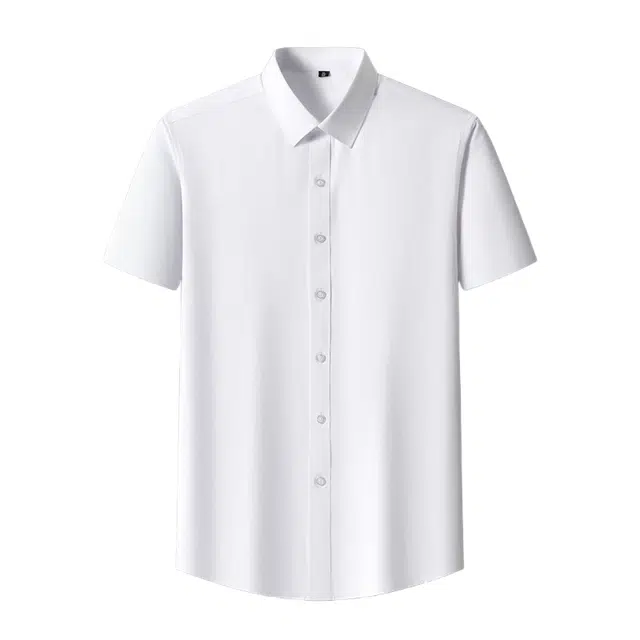 卡丹狄诺 含棉夏季亲肤透气舒适抗皱轻商务休闲纯色短袖衬衫 男款