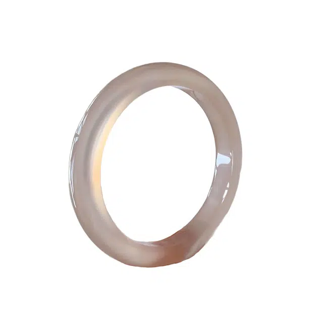 骊碧 【浅粉之恋·的首个玉镯】白冰色镯子马料实用高档浪漫有意义 仪式感天然 玉髓 手镯 女款