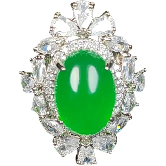 识恩 冰绿蜜恋简约精致轻奢复古国风气质优雅小众清冷高级感温婉细腻 玉髓 戒指 女款