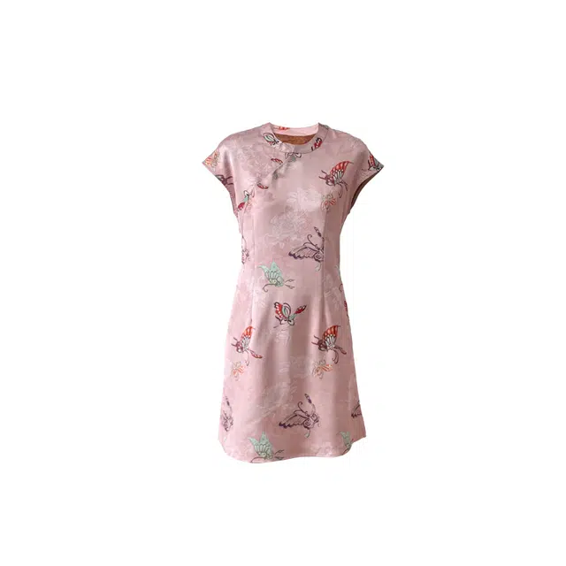 敲模女孩 新中式温婉大方时尚气质国风古典短袖连衣裙 女款