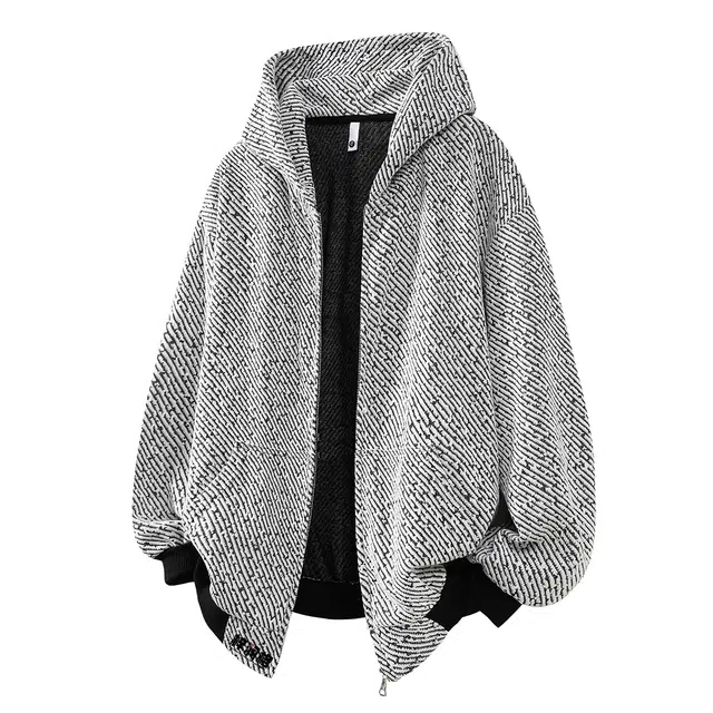 梓润格 美式复古简约时尚潮流设计感氛围感百搭无性别主义户外野营校园风学生通勤一穿即走豹纹连帽保暖休闲宽松条纹运动卫衣 男女同款