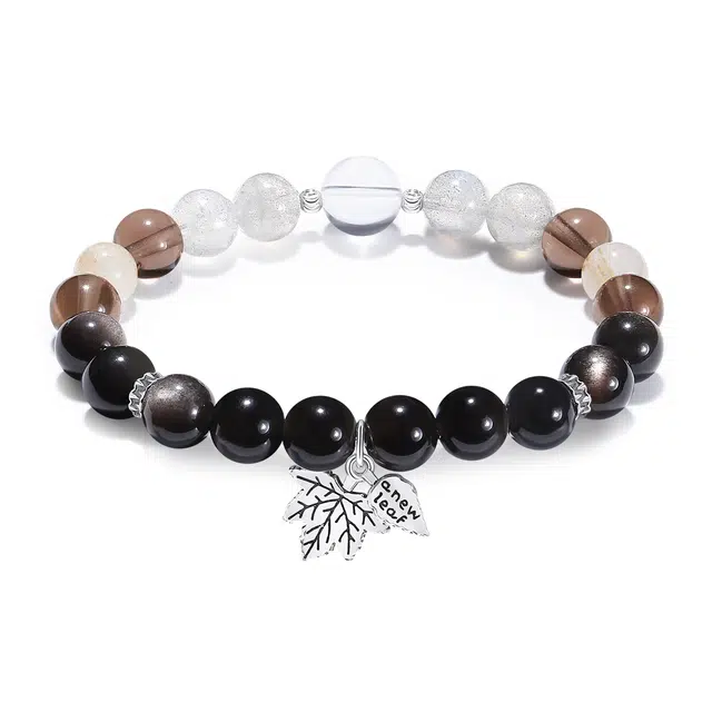 【普陀山官方已过香】 普陀山文创 复古新中式深邃银曜石转运珠时尚潮流诸事顺遂时来运转串珠个性手饰#好运 黑曜石 手串 男女同款情侣款