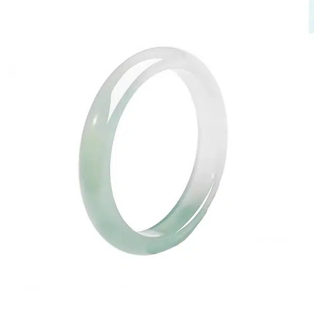 骊碧 青色白色渐变宽条毕业季刚入职场天然 玉髓 手镯 女款