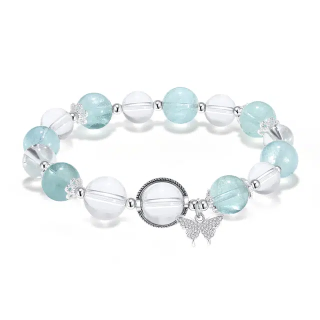 【普陀山官方已过香】 普陀山文创 绿意满满东方古韵绿萤石时来运转新中式福气蝶佳天赐福禄精美蝴蝶#好运 白水晶 手串 男女同款情侣款