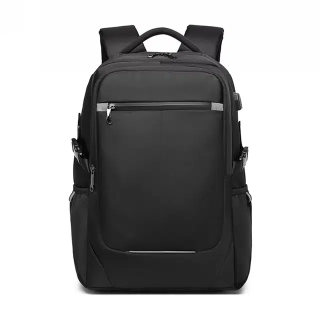 老人头 休闲大容量旅游商务通勤简约电脑包大学生上课 织物 双肩包 男款 黑色