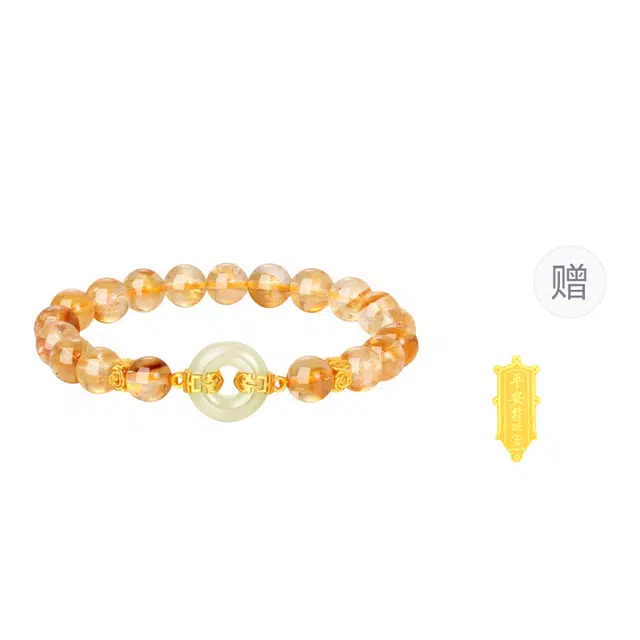 【戴它招财转运】 金六福吉祥 平安有福新中式国潮风简约大气小众设计 日常通勤百搭#好运天然 黄水晶 手串 男女同款情侣款