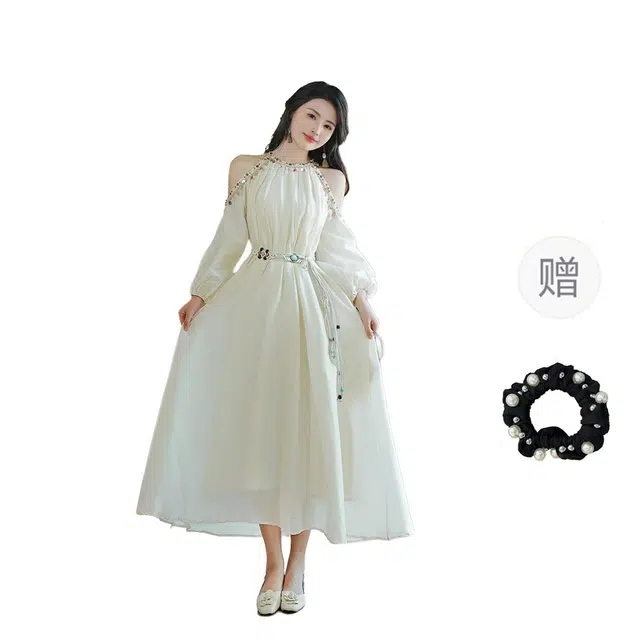 雾闪闪 通勤简约休闲时尚长袖连衣裙 女款