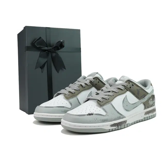 Nike Dunk Low Vintage DIY Graffiti Gray White Brown