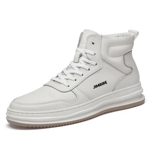 金迈王 头层牛皮 通勤百搭 舒适潮流个性 保暖防滑 高帮 板鞋 男款