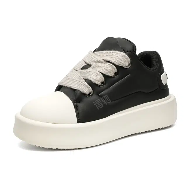 年走索 超纤皮 时尚百搭休闲厚底 低帮 板鞋 男女同款 黑色
