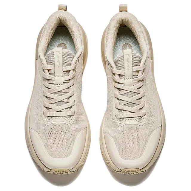 超级安踏 逸步 舒适百搭防滑耐磨包裹性 低帮 休闲跑步鞋 女款 米白色