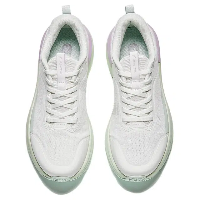 超级安踏 逸步 舒适百搭防滑耐磨减震 低帮 休闲跑步鞋 女款 白绿