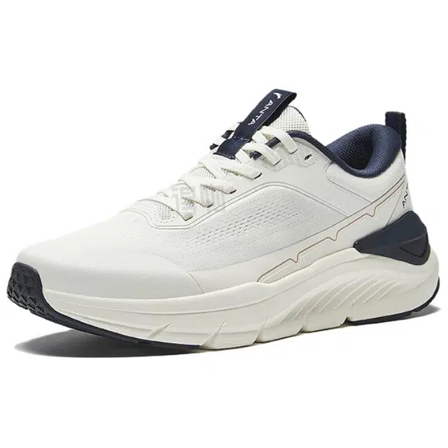 超级安踏 逸步 舒适百搭防滑耐磨减震 低帮 休闲跑步鞋 男款 象牙白