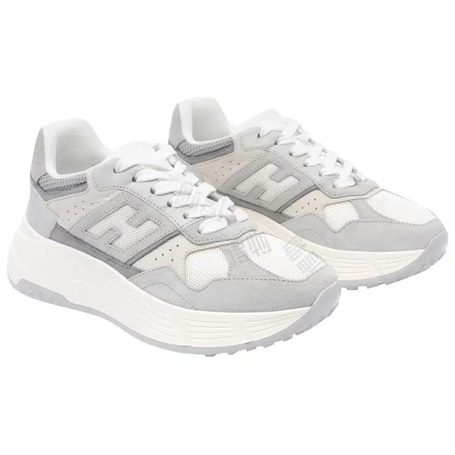 Hogan Suede Low Top Lace-Up Sneakers Gray White