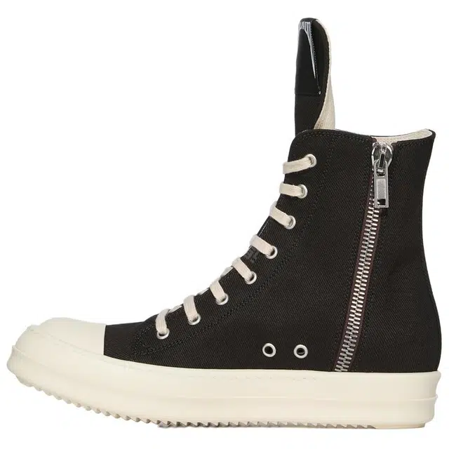 Rick Owens DRKSHDW Round Toe Zip High Top Sneakers Black