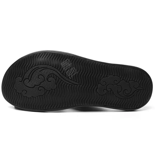 酷丁 鳄鱼纹压花 高颜值夹脚 经典百搭 舒适柔软耐折 时尚潮流 防磨防滑人字拖鞋 男款 黑色