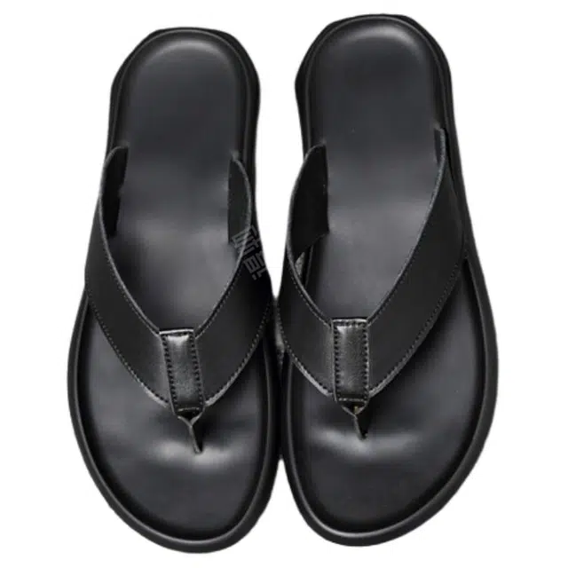 酷丁 时尚百搭舒适 防磨防滑人字拖鞋 男款 黑色