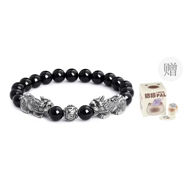 【瑞兽护佑】 老凤祥 足银福禄聚宝貔貅手饰 新中式国风精致轻奢大气简约高级感时尚潮流设计 本命年转运礼盒款 #好运天然 玛瑙 手串 男款