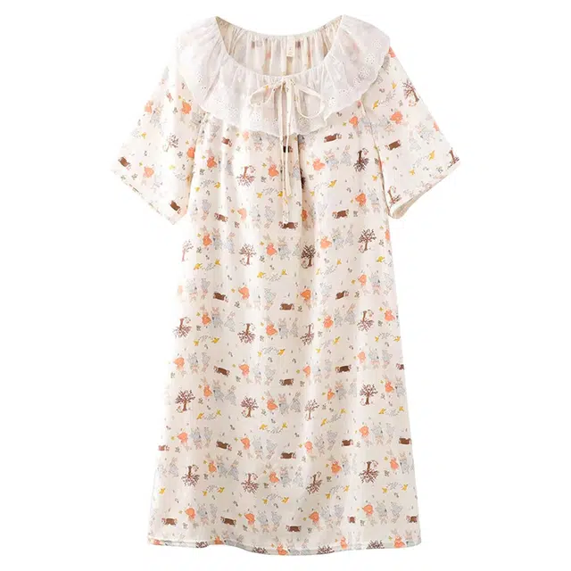 俏韵 圆领卡通风夏季云朵棉性感连衣裙家居服可外穿睡裙 女款