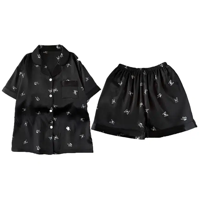 俏韵 翻领夏季天冰丝短袖简约甜美舒适薄款家居服可外穿睡衣套装 女款