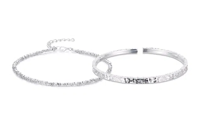 尚银福 满天星碎碎冰系列 森系小清新时尚优雅气质轻奢高级感 国潮新中式小众创意设计碎银几两手饰 合金 手链 女款