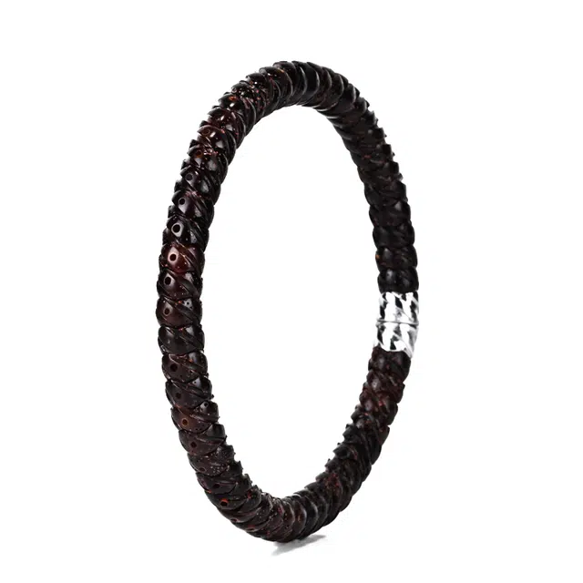 钰澜文玩 「归墟·混元无始环」黑金玉化手工雕刻新中式潮流 星月菩提 手串 男女同款情侣款