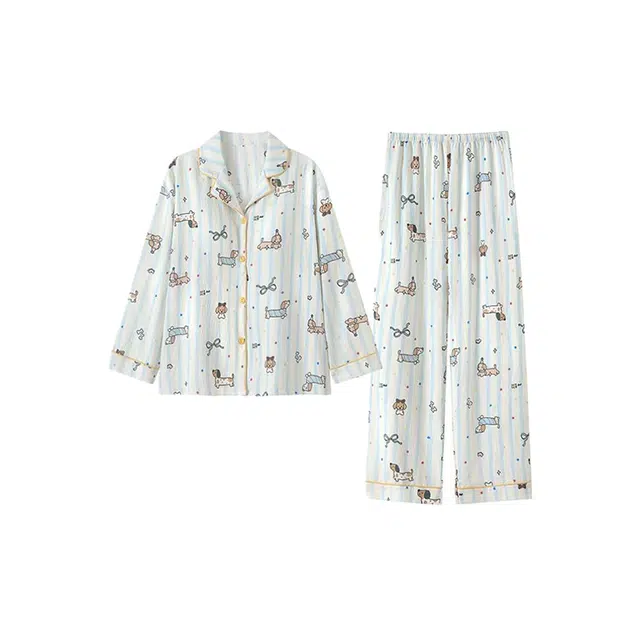 顶瓜瓜 夏季女透气舒适简约宽松休闲家居服睡衣套装 女款