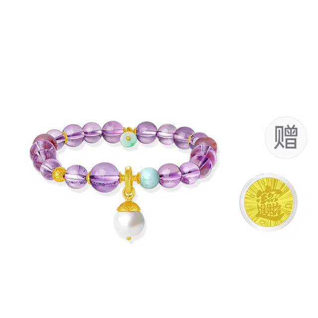 中鑫珠宝 中鑫珠宝紫梦流光紫飘花隔珠设计款首饰 水晶 手串 女款