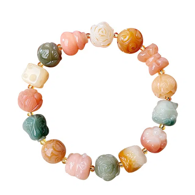 聆听花开 诸事顺遂一帆风顺前程似锦新中式可爱风文玩财源滚滚盘玩招财绕指柔好运八方来财 菩提根 手串 女款