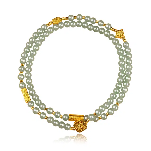 谧月珠宝 学业上岸平安顺遂国潮新中式复古文艺优雅精美礼盒高级感小众设计精致时尚百搭轻奢风好运天然 玉髓 手串 男女同款情侣款