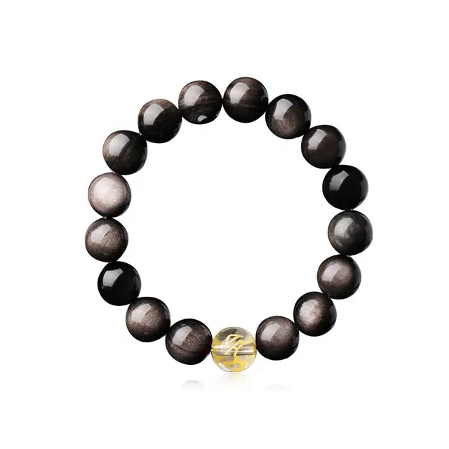 永恒旋律 招财纳福 五行君王转运圆珠串 新中式小众复古风简约高级感设计 诸事顺利日常通勤 精致百搭个性休闲 好运 黑曜石 玉石手串 男款