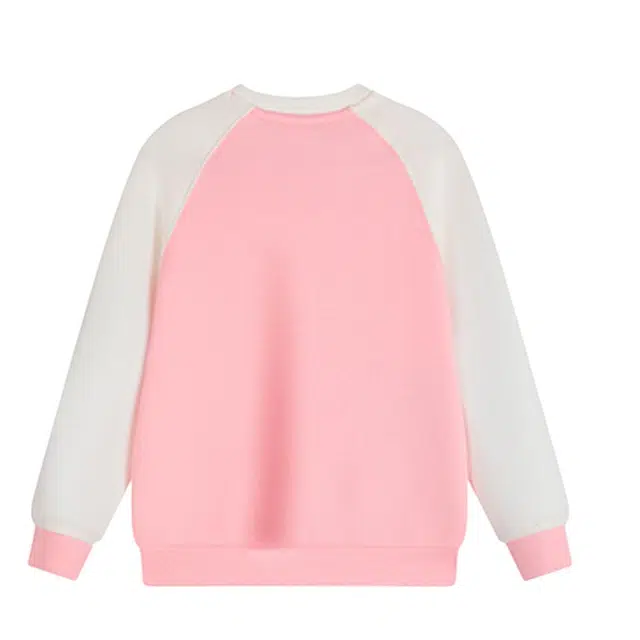 安踏儿童 卡通动漫拼接圆领舒适透气百搭卫衣 卷云粉中小童