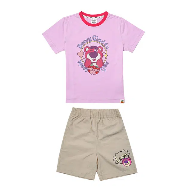 伊佳林休闲运动套装 纯棉夏装宝宝衣服 草莓熊 史迪奇 儿童款