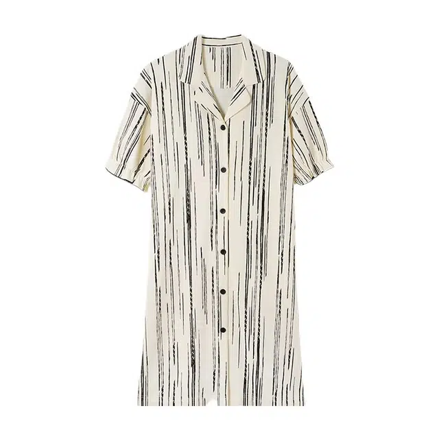 欧迪芬 纯棉柔感亲肤透气简约大方抗菌防螨短袖小翻领女士睡裙睡衣套装 女款