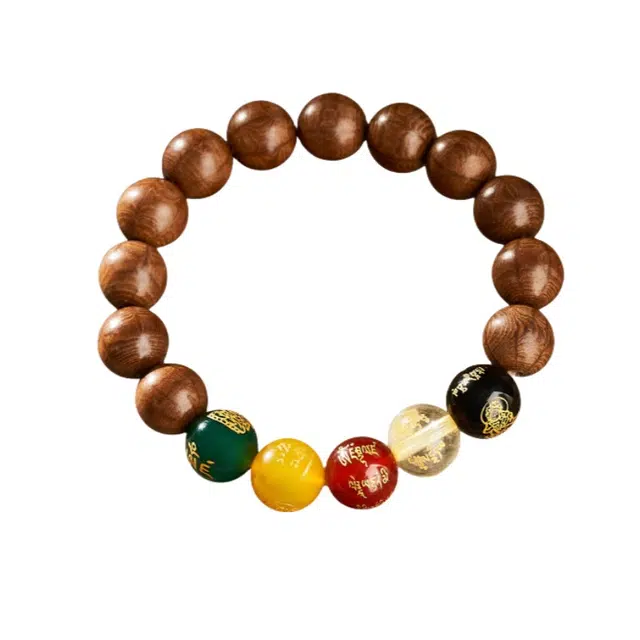 子婳 五路财神本命年念珠文玩五路财神中式民族风国潮 六道木 手串 男女同款情侣款